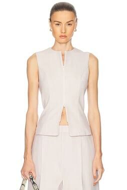 SIR the Label Laredo Sleeveless Zip Front Peplum Top Dove Grey Wool Blend Size 0